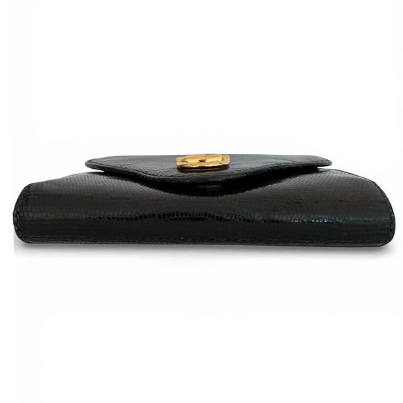 Gucci Vintage GG Kiss Lock Coin Purse Wallet Black Embossed Leather Crest Italy - Picture 4 of 13